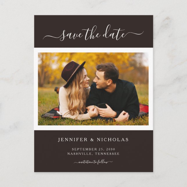 Modern Elegant Foto - spara datum Meddelande Vykort (Framsida)