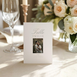 Modern Elegant Fotobord Nummer Kort för Bröllop
