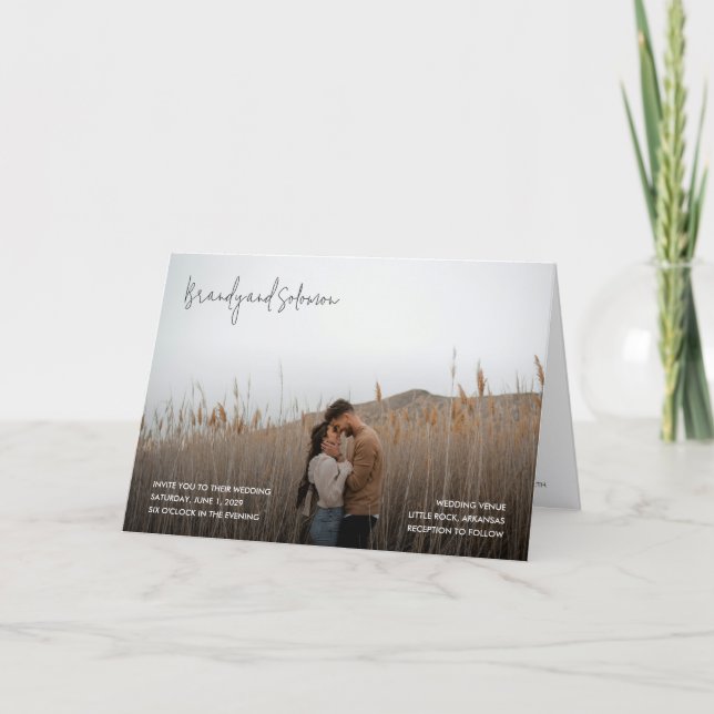 Modern Elegant Fotobryllop Inbjudan (Framsida)