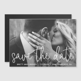 Modern Elegant Fotobrylloppskort Save the Date Magnetisk Inbjudningskort