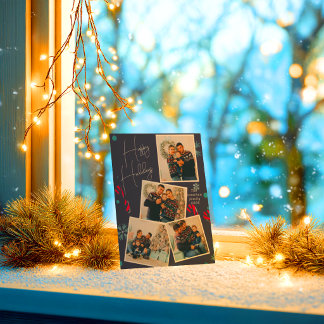 Modern Elegant Fotokollage God Jul Julkort