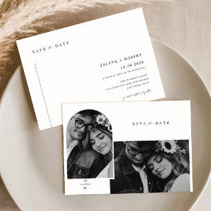 Modern Elegant Fototext Bröllop spara datum Datumet