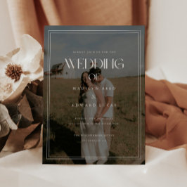 Modern Elegant Full Foto Fet Stil Bröllop Inbjudningar