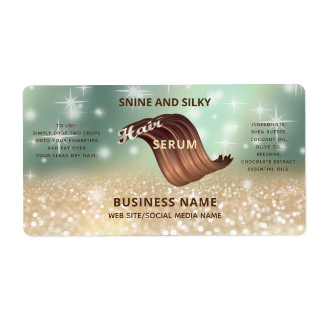 Modern elegant funky glitter mousserande HAIR-seru Fraktsedel (Framsidan)