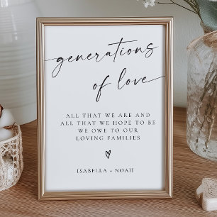 Modern Elegant Generations Of Love Bröllopsskylt Poster