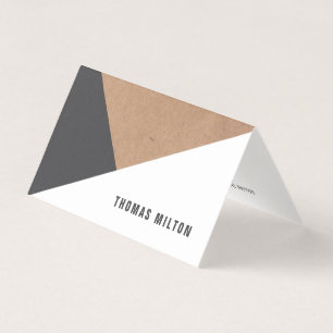 Modern elegant geometrisk Kraft grå färgvit Visitkort