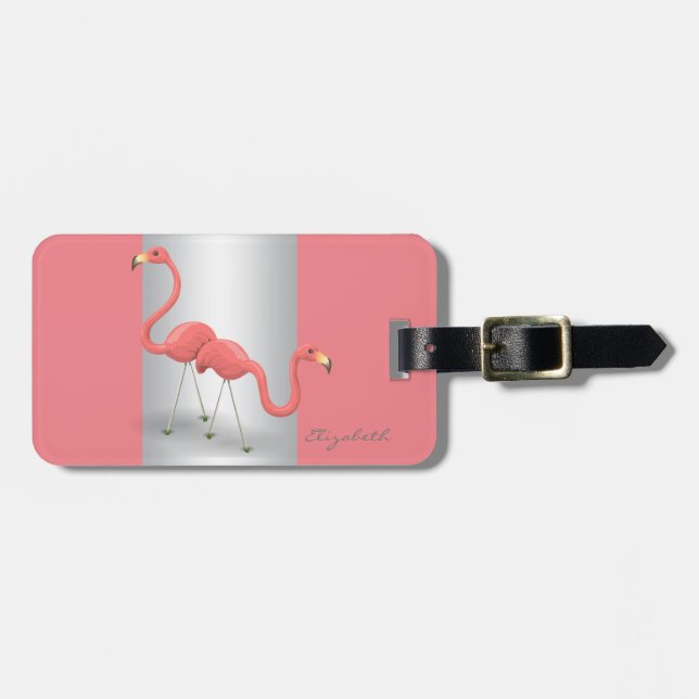 Modern Elegant Girly, Flamingos Bagagebricka (Horisontell Framsida)
