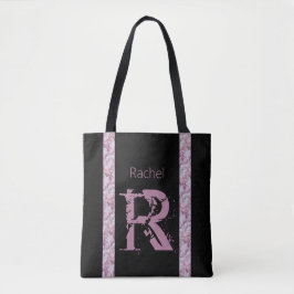 Modern Elegant Girly Preppy Black Rosa Monogram Tygkasse