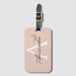 Modern Elegant Girly rosa Travel Monogram Bagagebricka
