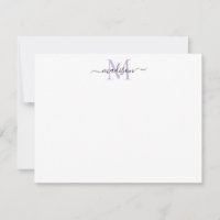 Modern Elegant Girly Script Lila Violet Monogram