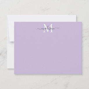 Modern Elegant Girly Script Monogram Lila Violet Anteckningskort