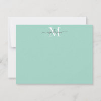 Modern Elegant Girly Script Monogram Mint-Grönt