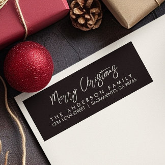 Modern Elegant Glad Jul Träd och Renar Returadress Etikett
