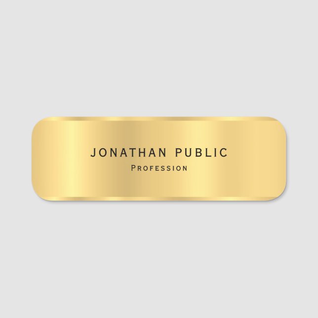 Modern elegant Glam guld- mall för enkel design Namnbricka (Framsida)