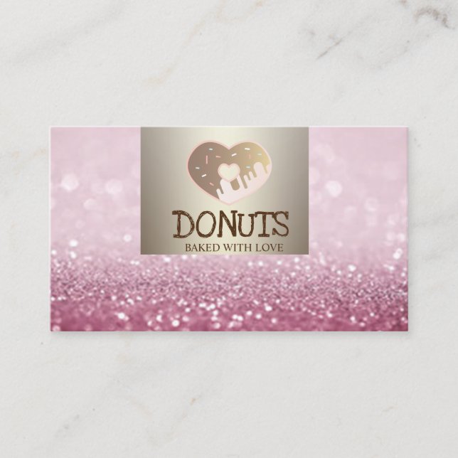 Modern Elegant,Glitter Bokeh,Donuts,Bakery Visitkort (Framsida)
