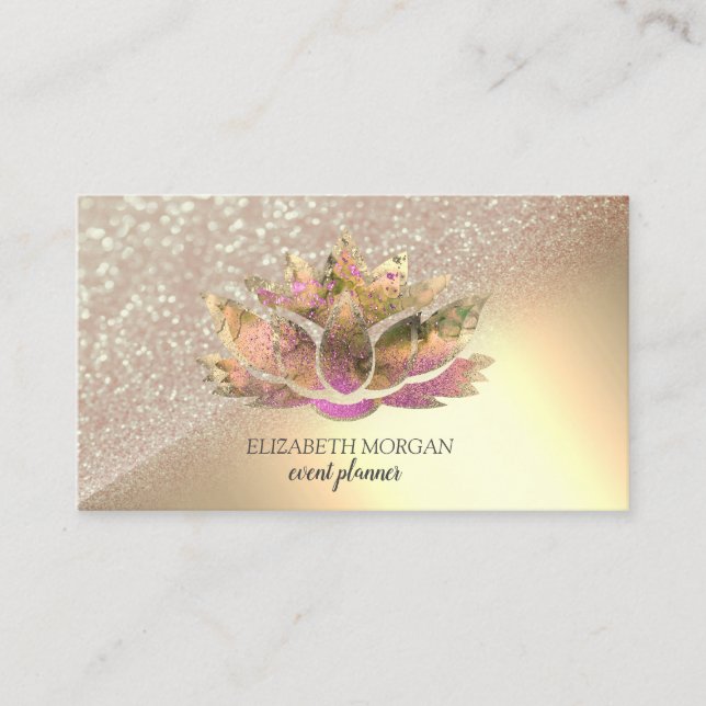 Modern Elegant Glitter bokeh Ombre Chic Lotus Visitkort (Framsida)