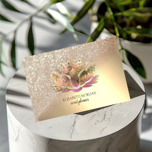 Modern Elegant Glitter Bokeh Ombre Chic Lotus Visitkort