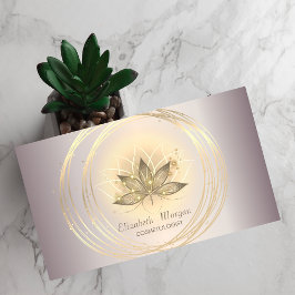 Modern Elegant Glitter Guld Cirklar Lotus Visitkort