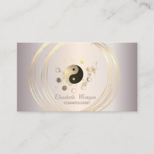 Modern Elegant Glitter Guld Cirklar Måne Ying Yang Visitkort
