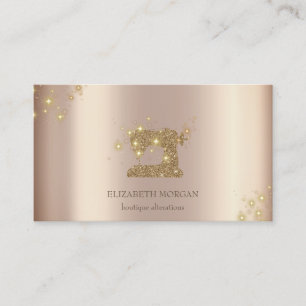 Modern Elegant Glitter Guld Glitter Symaskin Visitkort
