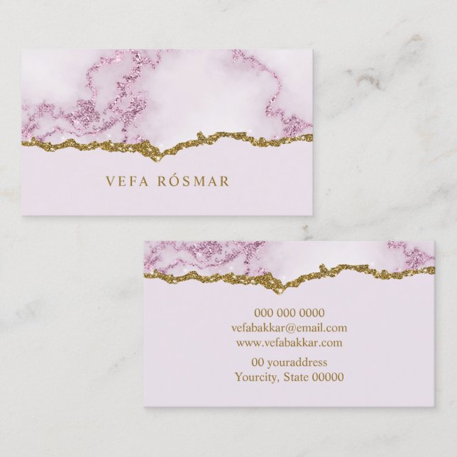 Modern Elegant Glitter Marble Visitkort (Fram/baksida)