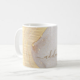 Modern Elegant Glitter Monogram-skript Namn Kaffemugg