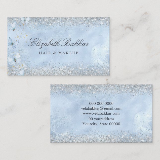 Modern Elegant Glitter Skönhetssalong  Visitkort (Fram/baksida)