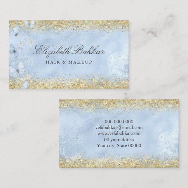Modern Elegant Glitter Skönhetssalong  Visitkort (Fram/baksida)