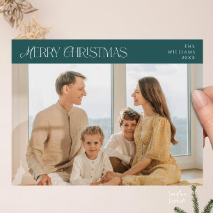 Modern Elegant, God Jul Familjefoto Vykort