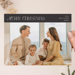 Modern Elegant, God jul Family Photo Vykort