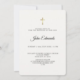 Modern Elegant Gold & Black Calligraphy Baptism  Inbjudningar