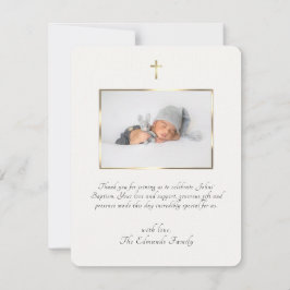 Modern Elegant Gold & Black Calligraphy Baptism  Tack Kort