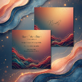 Modern Elegant Gold Marble Navy Terracotta Wedding Spara Datumet
