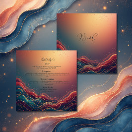 Modern Elegant Gold Marble Navy Terracotta Wedding Tilläggskort