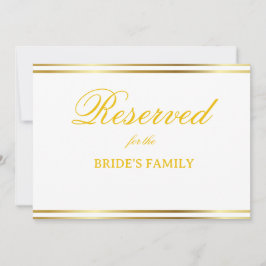 Modern Elegant Gold Script Wedding Reserved Sign