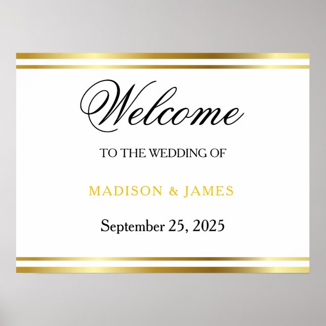 Modern Elegant Gold Script Wedding Welcome Poster (Framsidan)
