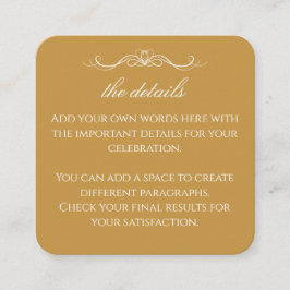 Modern Elegant Gold & White Wedding QR Details Tilläggskort