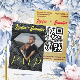 Modern Elegant Golden Damond QR Code Bröllop OSA Kort