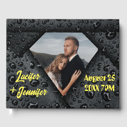 Modern Elegant Golden Diamond Personligt bröllp Gästböcker