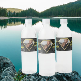 Modern Elegant Golden Diamond Personligt bröllp Vattenflaskor Etikett