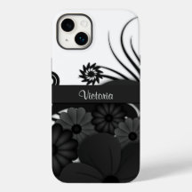 Modern Elegant Gothic Black Hibiscus Blommigt Slim
