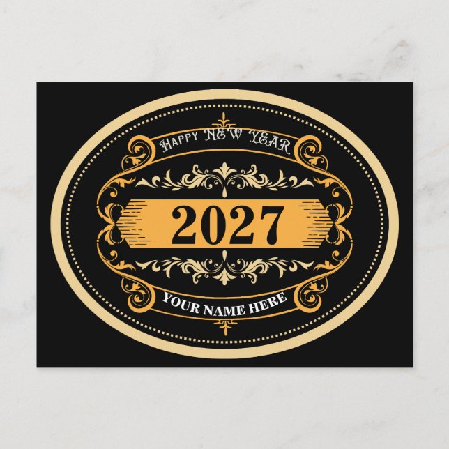 Modern & Elegant Gott Nytt År 2027  Vykort (Framsida)