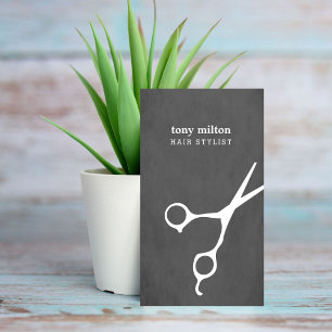 Modern elegant grå färgvit Scissors hårstyliste Visitkort