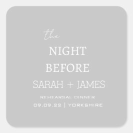 Modern Elegant Grå Kvällen Före Bröllopet  Fyrkantigt Klistermärke
