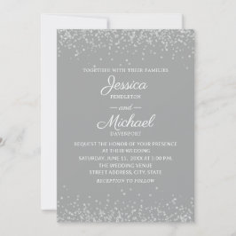 Modern Elegant Grå och Silver Glitter Bröllop Inbjudningar
