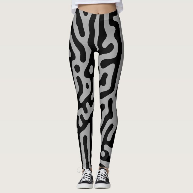 Modern elegant grå och svart klassisk leggings (Framsida)