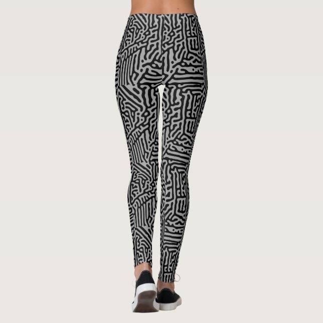 Modern elegant grå och svart klassisk leggings (Baksida)