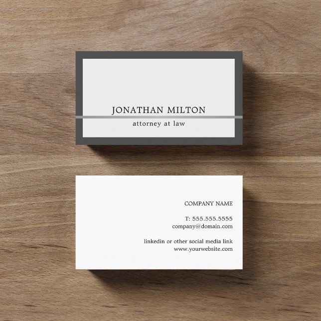 Modern Elegant Grått Faux Silver Line Attorney Visitkort (Skapare uppladdad)