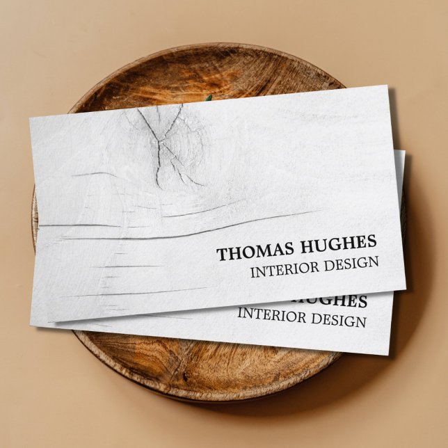 Modern Elegant Grått Faux Wood Inredingsdesign Visitkort (Skapare uppladdad)
