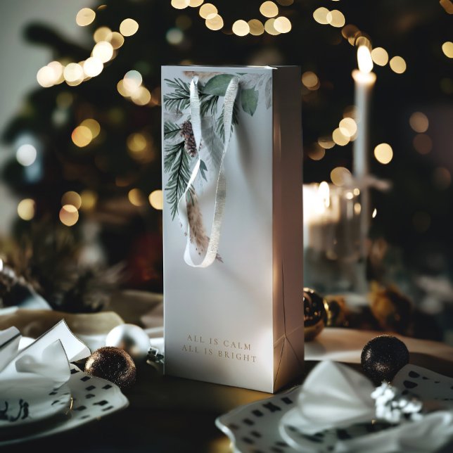 Modern Elegant Grått God jul-andetag (The gift bag includes a white cord handle, but you can replace it with a ribbon or other material)